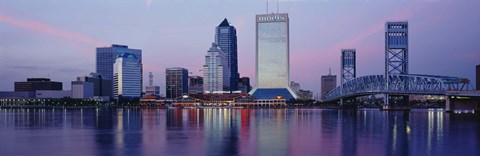 Framed Skyscrapers On The Waterfront, St. John&#39;s River, Jacksonville, Florida, USA Print