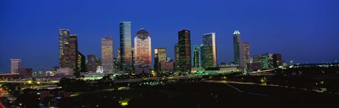 Framed Houston, Texas Skyline at Night Print