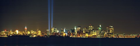 Framed New York City Lit Up at Night Print