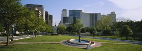 Framed Fountain In A Park, Austin, Texas, USA Print