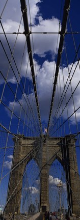 Framed Low angle view of a bridge, Brooklyn Bridge, Manhattan (color, vertical) Print