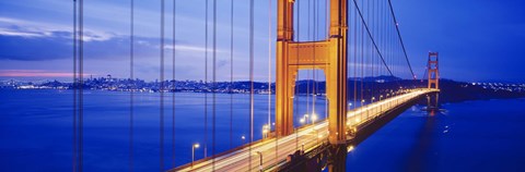 Framed Golden Gate Bridge Lit Up (close up view) Print
