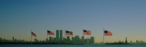 Framed American flags in a row, New York City, New York State, USA Print
