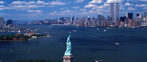 Framed Statue of Liberty with New York City Skyline Print