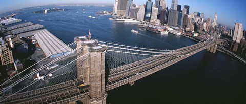 Framed New York, Brooklyn Bridge, aerial Print