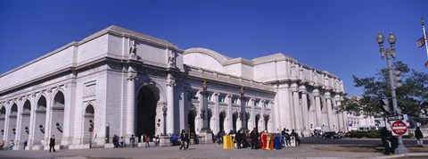 Framed USA, Washington DC, Tourists walking in front of Union Station Print