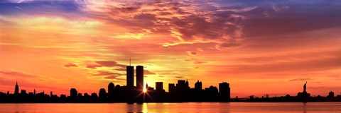 Framed US, New York City, skyline, sunrise Print