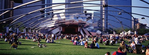 Framed People At A Lawn, Pritzker Pavilion, Millennium Park, Chicago, Illinois, USA Print