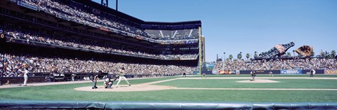 Framed USA, California, San Francisco, SBC Ballpark, Spectator watching the baseball game in the stadium Print
