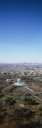 Framed Aerial View Of Worlds Fair Globe, From Queens Looking Towards Manhattan, NYC, New York City, New York State, USA Print