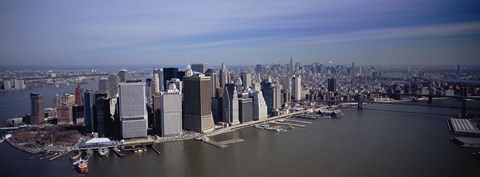 Framed High Angle View Of Skyscrapers In A City, Manhattan, NYC, New York City, New York State, USA Print