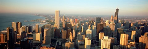 Framed High angle view of buildings in a city, Chicago, Illinois Print