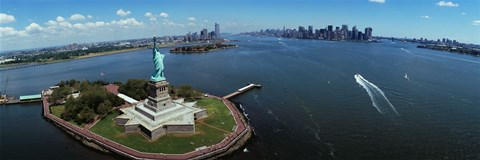 Framed Aerial View of the Statue of Liberty, New York City Print