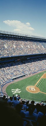 Framed High angle view of spectators watching a baseball match in a stadium, Yankee Stadium, New York City, New York State, USA Print