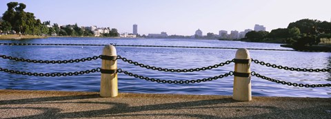 Framed Lake In A City, Lake Merritt, Oakland, California, USA Print