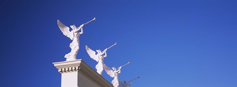 Framed Low angle view of statues on a wall, Caesars Place, Las Vegas, Nevada, USA Print