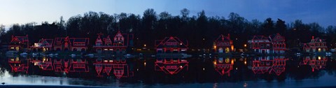 Framed Boathouse at the waterfront, Schuylkill River, Philadelphia, Pennsylvania, USA Print