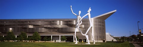 Framed Dancers sculpture by Jonathan Borofsky in front of a building, Colorado Convention Center, Denver, Colorado Print