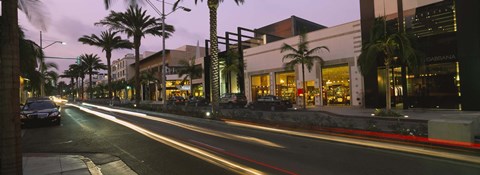Framed Stores on the roadside, Rodeo Drive, Beverly Hills, California, USA Print
