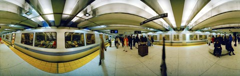 Framed Large group of people at a subway station, Bart Station, San Francisco, California, USA Print