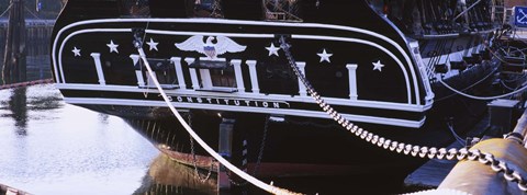 Framed Warship moored at a harbor, USS Constitution, Freedom Trail, Boston, Massachusetts, USA Print
