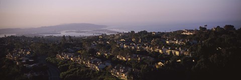 Framed High angle view of buildings in a city, Mission Bay, La Jolla, Pacific Beach, San Diego, California, USA Print