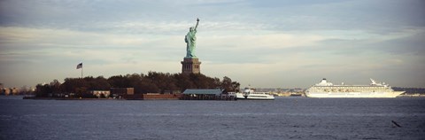 Framed Statue on an island in the sea, Statue of Liberty, Liberty Island, New York City, New York State, USA Print