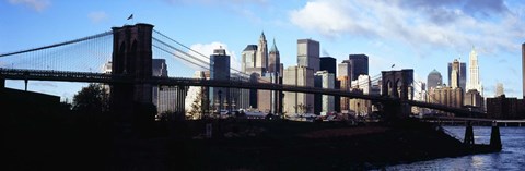 Framed Skyscrapers at the waterfront, Brooklyn Bridge, East River, Manhattan, New York City, New York State, USA Print