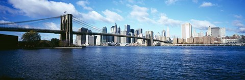 Framed Bridge across a river, Brooklyn Bridge, Manhattan Print
