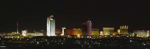 Framed Buildings lit up at night in a city, Las Vegas, Nevada Print
