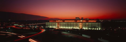 Framed High angle view of a building lit up at night, John F. Kennedy Center for the Performing Arts, Washington DC, USA Print