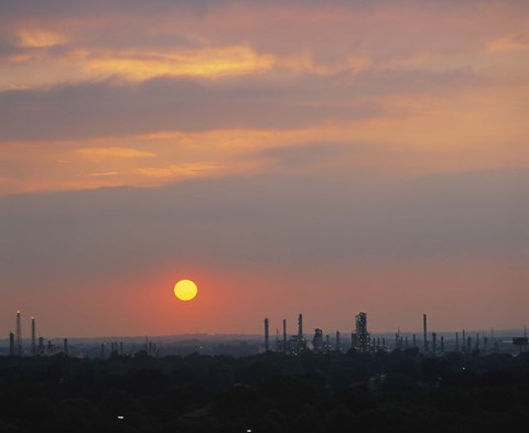 Framed Sunset over a refinery, Philadelphia, Pennsylvania, USA Print
