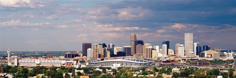 Framed Skyline with Invesco Stadium, Denver, Colorado, USA Print