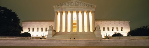 Framed Supreme Court Building illuminated at night, Washington DC, USA Print