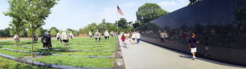 Framed People visiting the Korean War Memorial, Washington DC, USA Print