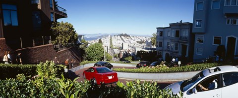 Framed Cars on a street, Lombard Street, San Francisco, California, USA Print