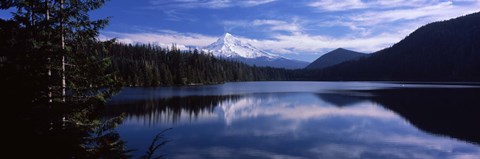 Framed Reflection of clouds in water, Mt Hood, Lost Lake, Mt. Hood National Forest, Hood River County, Oregon, USA Print