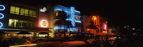 Framed Ocean Drive, South Beach, Miami Beach, Florida Print