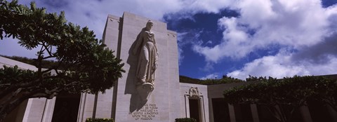 Framed Low angle view of a statue, National Memorial Cemetery of the Pacific, Punchbowl Crater, Honolulu, Oahu, Hawaii, USA Print