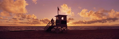 Framed Lifeguard hut on the beach, 22nd St. Lifeguard Station, Redondo Beach, Los Angeles County, California Print