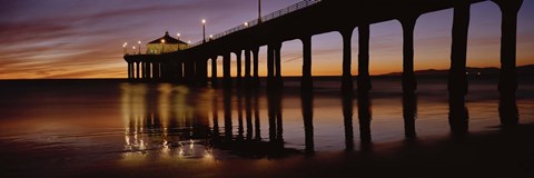 Framed Low angle view of Manhattan Beach Pier, Los Angeles County Print