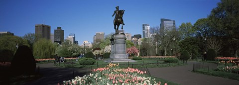 Framed Statue in a garden, George Washington Statue, Boston Public Garden, Boston, Suffolk County, Massachusetts, USA Print
