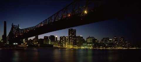 Framed Queensboro Bridge Over East River, Manhattan (night) Print