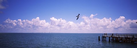Framed Pier over the sea, Fort De Soto Park, Tampa Bay, Gulf of Mexico, St. Petersburg, Pinellas County, Florida, USA Print