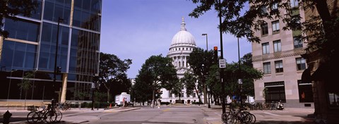 Framed Government building in a city, Wisconsin State Capitol, Madison, Wisconsin, USA Print