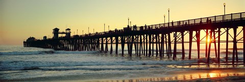 Framed Pier in the ocean at sunset, Oceanside, San Diego County, California, USA Print