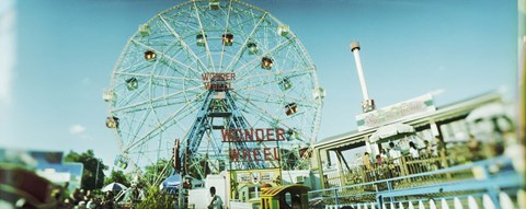 Framed Low angle view of a ferris wheel, Wonder Wheel, Coney Island, Brooklyn, New York City, New York State, USA Print