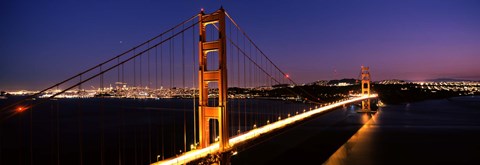 Framed Golden Gate Bridge Lit Up at Dusk, San Francisco Print