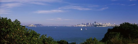 Framed Sea with the Bay Bridge and Alcatraz Island in the background, San Francisco, Marin County, California, USA Print