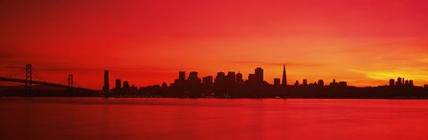 Framed San Francisco silhouette (red), California Print